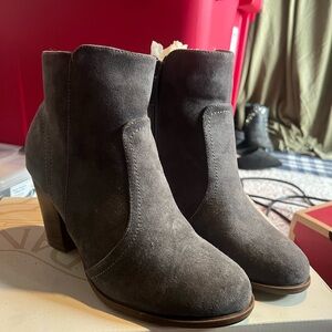 Gray Suede Ankle Boots